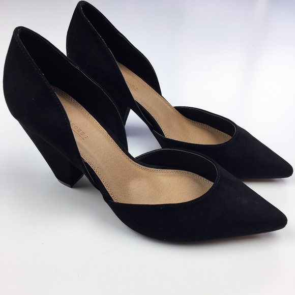 wide fit black pointed heels